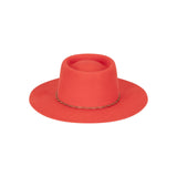 Wool Boater Hat – Wide Brim, Flame Red Tone