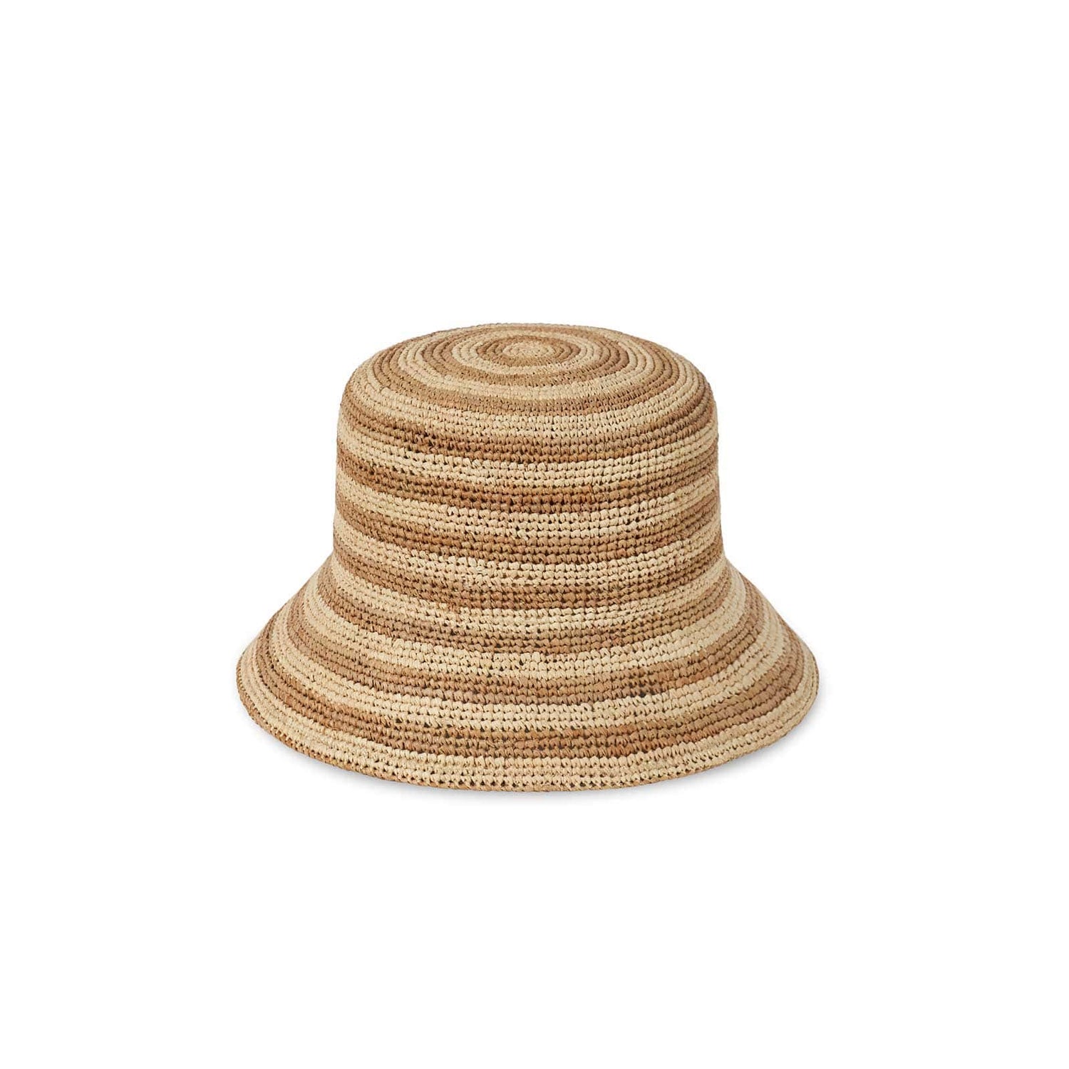 Raffia Bucket Hat – Mocha Stripe Design