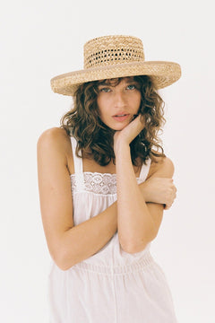 Handwoven Raffia Boater Hat - CAPOLLE
