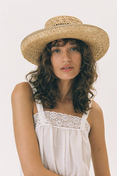 Handwoven Raffia Boater Hat - CAPOLLE