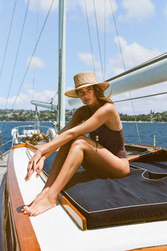 Handwoven Raffia Boater Hat - CAPOLLE