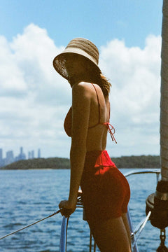 Raffia Bucket Hat – Mocha Stripe Design - CAPOLLE