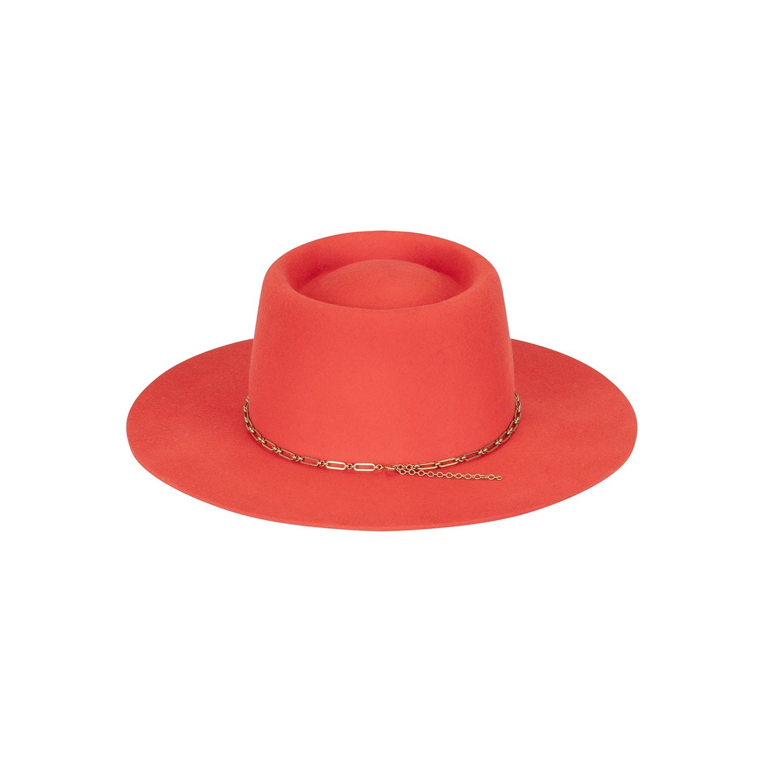 Wool Boater Hat – Wide Brim, Flame Red Tone - CAPOLLE